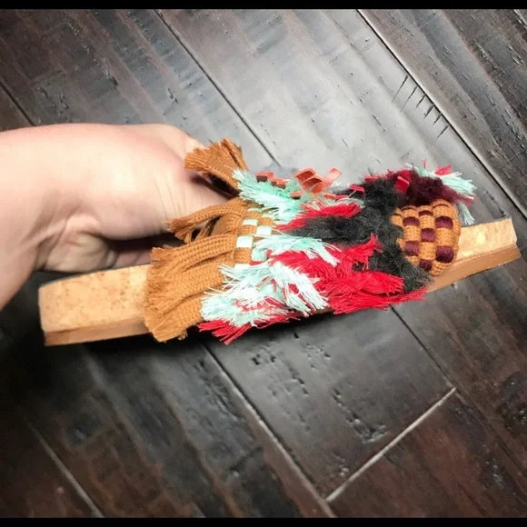 Chloe Kerenn Woven Leather Fringe Sandal Slide - Picture 7 of 11